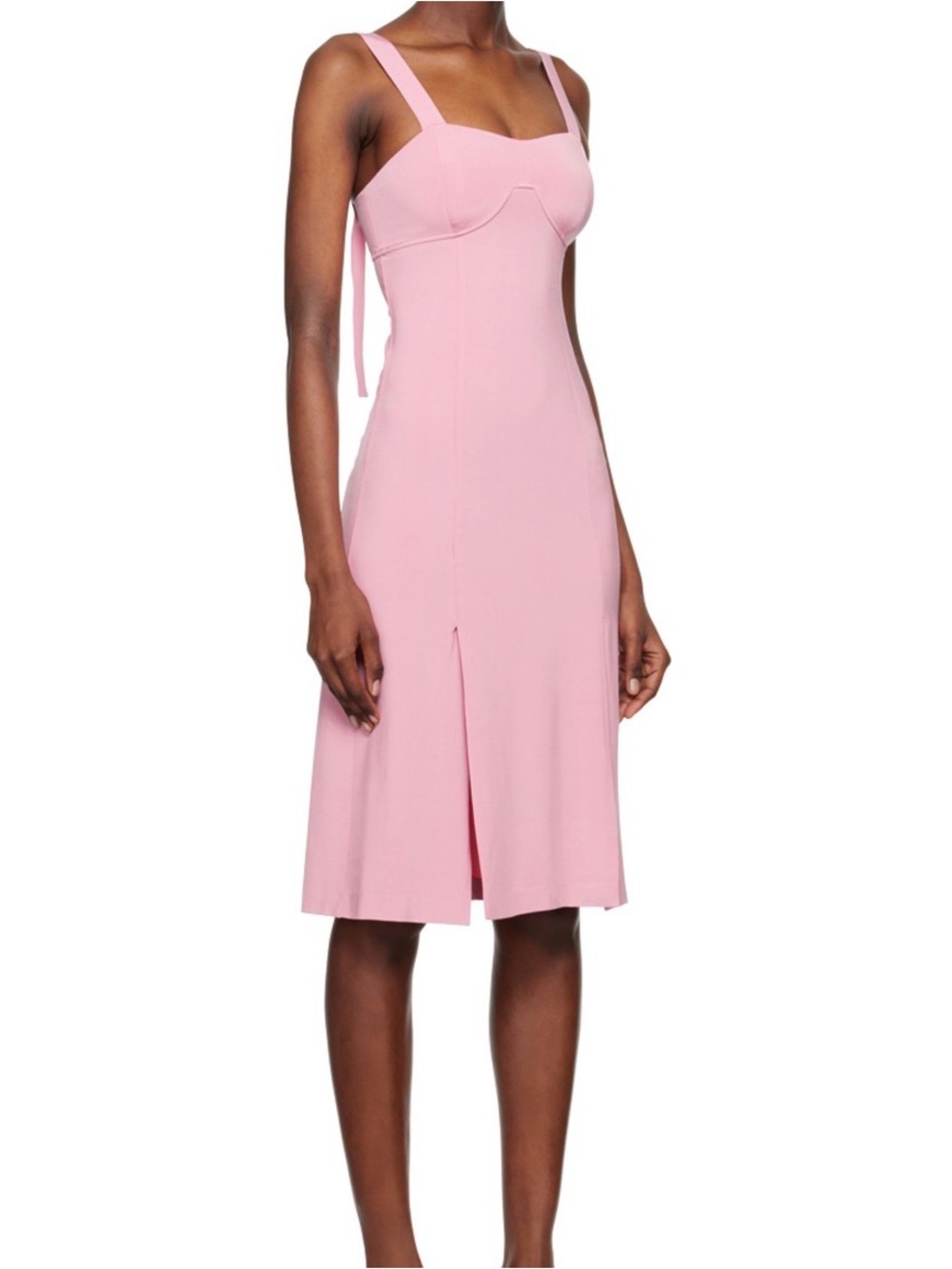 Sleeveless Pink Midi Dress with Front Slit